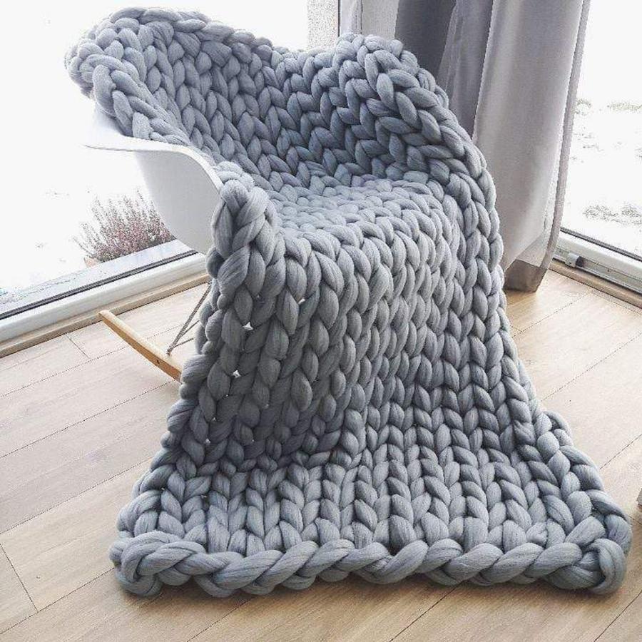 CozyKnit™ – Handgefertigte grob gestrickte Decke kaufen – Mamoza